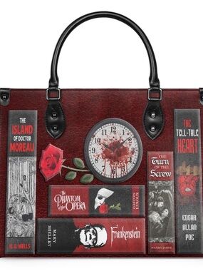 “The Crimson Codex” Small Leather Handbag